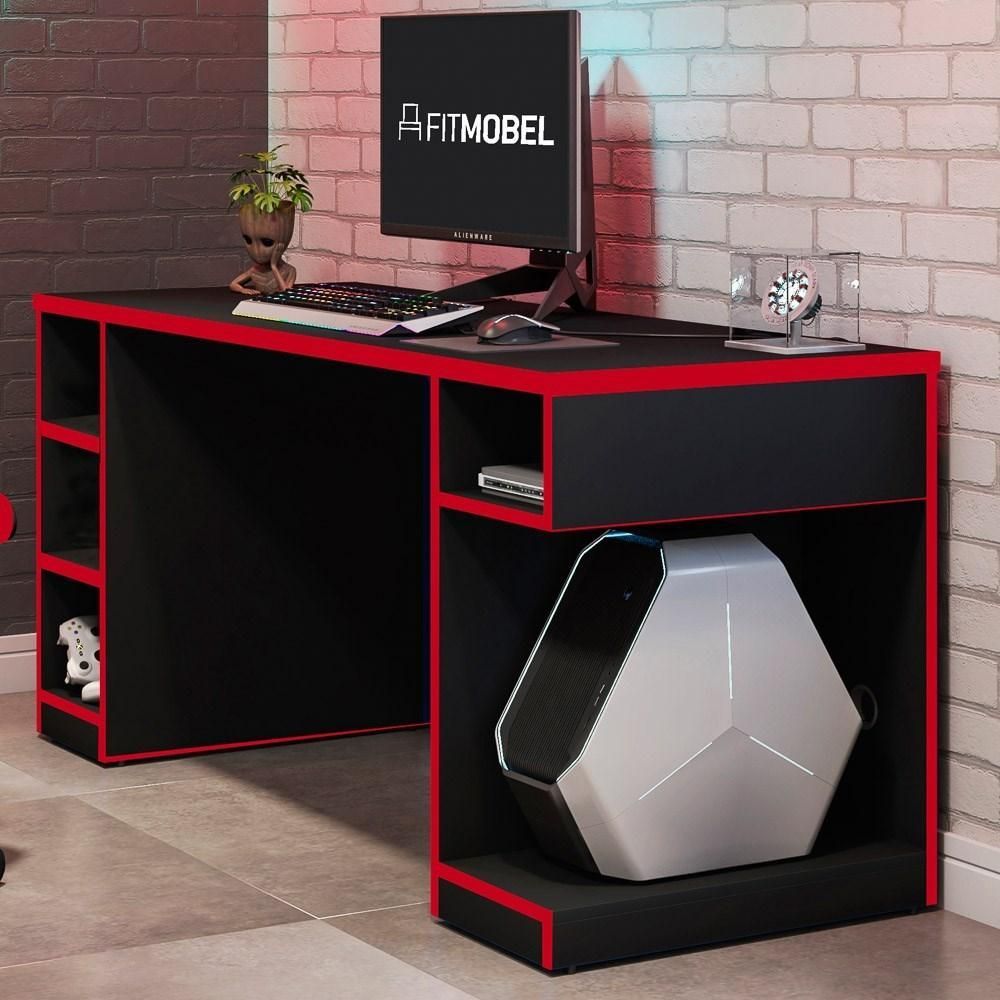 Encontraproduto.com.br - Mesa Para Computador Notebook Gamer 136cm Player Pro F02 Preto/Vermelho - Mpozenato