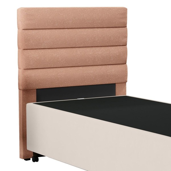 Encontraproduto.com.br - Cabeceira com Base para Cama Box Solteiro 88x188cm Hit ID5 Suede Bege/Linho Rosê - Mpozenato