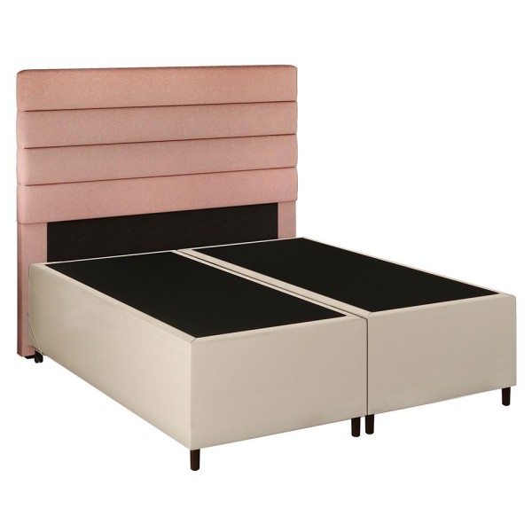 Encontraproduto.com.br - Cabeceira com Base Cama Box Casal Queen 158x198 Hit ID5 Corano Bege/Linho Rosê - Mpozenato