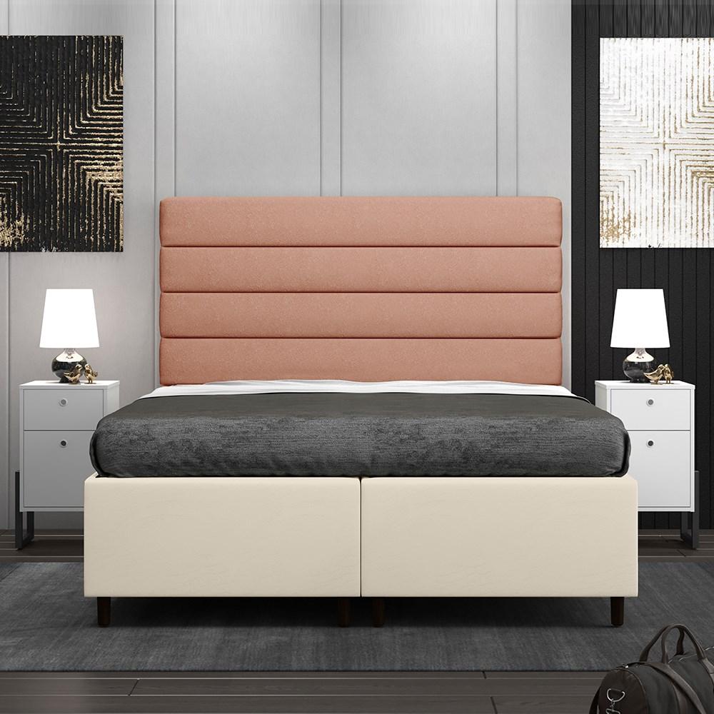 Encontraproduto.com.br - Cabeceira com Base Cama Box Casal Queen 158x198 Hit ID5 Corano Bege/Linho Rosê - Mpozenato