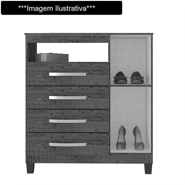 Encontraproduto.com.br - Cômoda Sapateira 1 Porta E 4 Gavetas Cannes I03 Teka/Champagne - Mpozenato