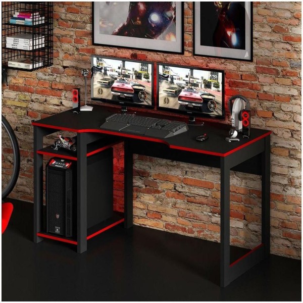 Encontraproduto.com.br - Mesa Para Computador Notebook Gamer ME4152 Preto/Vermelho - Tecno Mobili