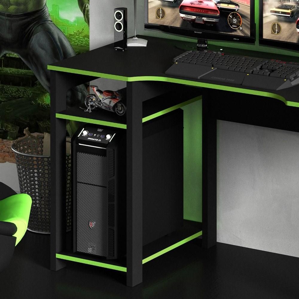 Encontraproduto.com.br - Mesa Para Computador Notebook Gamer Me4152 Preto/verde