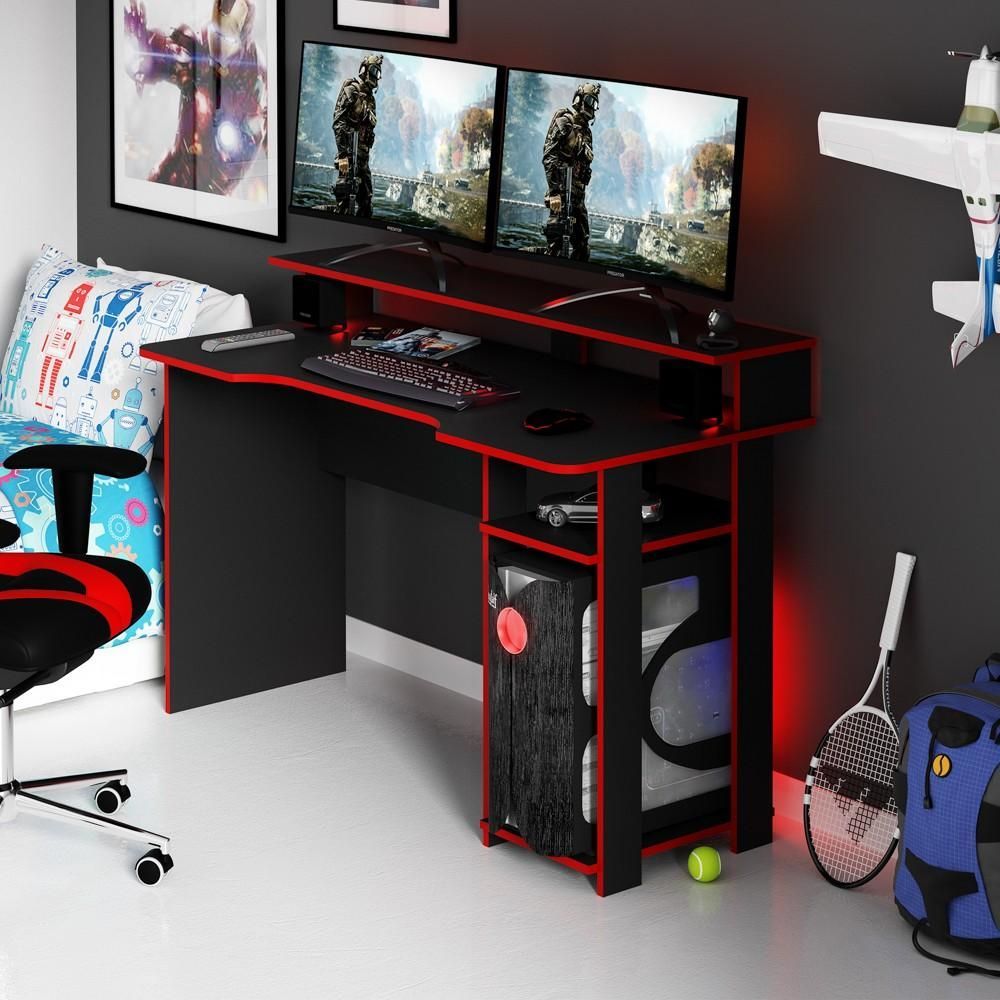 Encontraproduto.com.br - Mesa Para Computador Notebook Gamer Me4153 Preto/vermelho