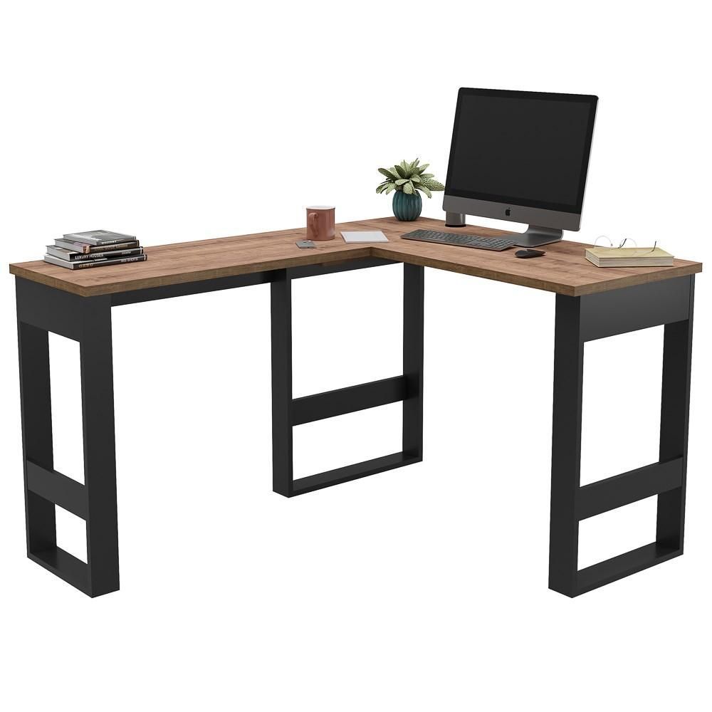 Encontraproduto.com.br - Mesa Para Computador em L Chess F04 Preto/Solanum - Mpozenato