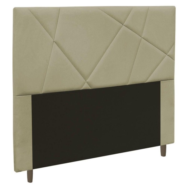 Cabeceira Cama Box Casal Mali 140cm Veludo Bege - Desk Design
