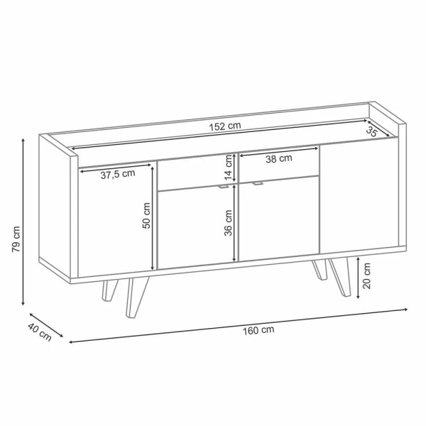 Encontraproduto.com.br - Balcão Buffet Sinfonia 4 Portas Com Espelho Redondo H01 Off White/Nature - Mpozenato