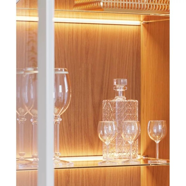 Encontraproduto.com.br - Sala de Jantar Cristaleira Tijuca e Buffet Vicky Com Espelho C05 Freijó/Off White - Mpozenato