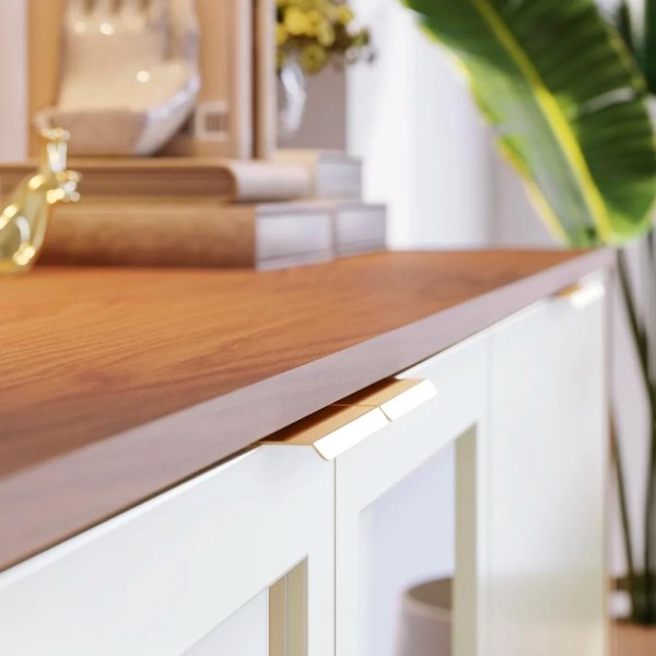 Encontraproduto.com.br - Sala de Jantar Cristaleira Tijuca e Buffet Vicky Com Espelho C05 Freijó/Off White - Mpozenato