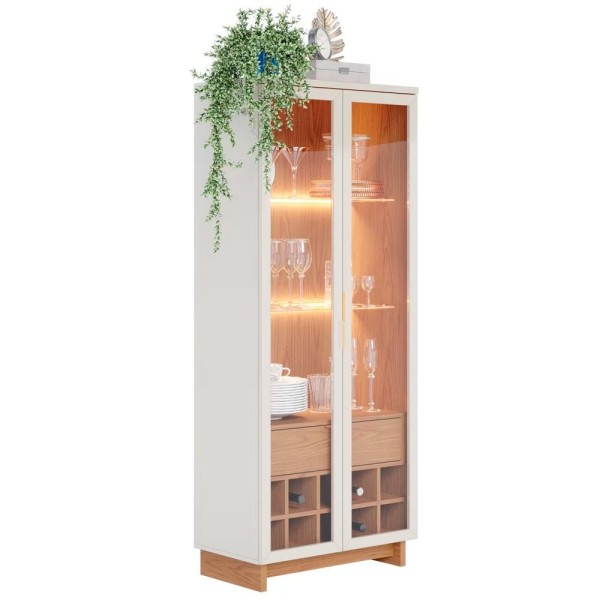 Encontraproduto.com.br - Sala de Jantar Cristaleira Tijuca e Buffet Vicky Com Espelho C05 Freijó/Off White - Mpozenato