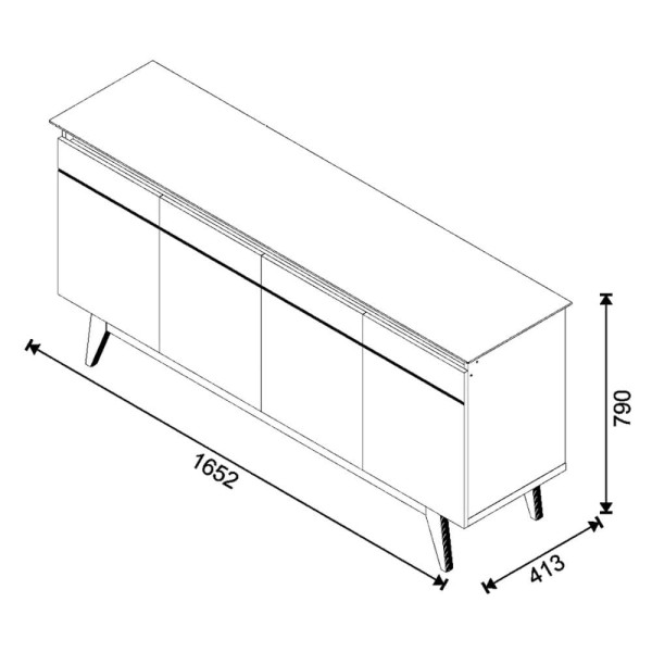 Encontraproduto.com.br - Balcão Buffet Com Espelho Adnet Hi01 Off White/freijó