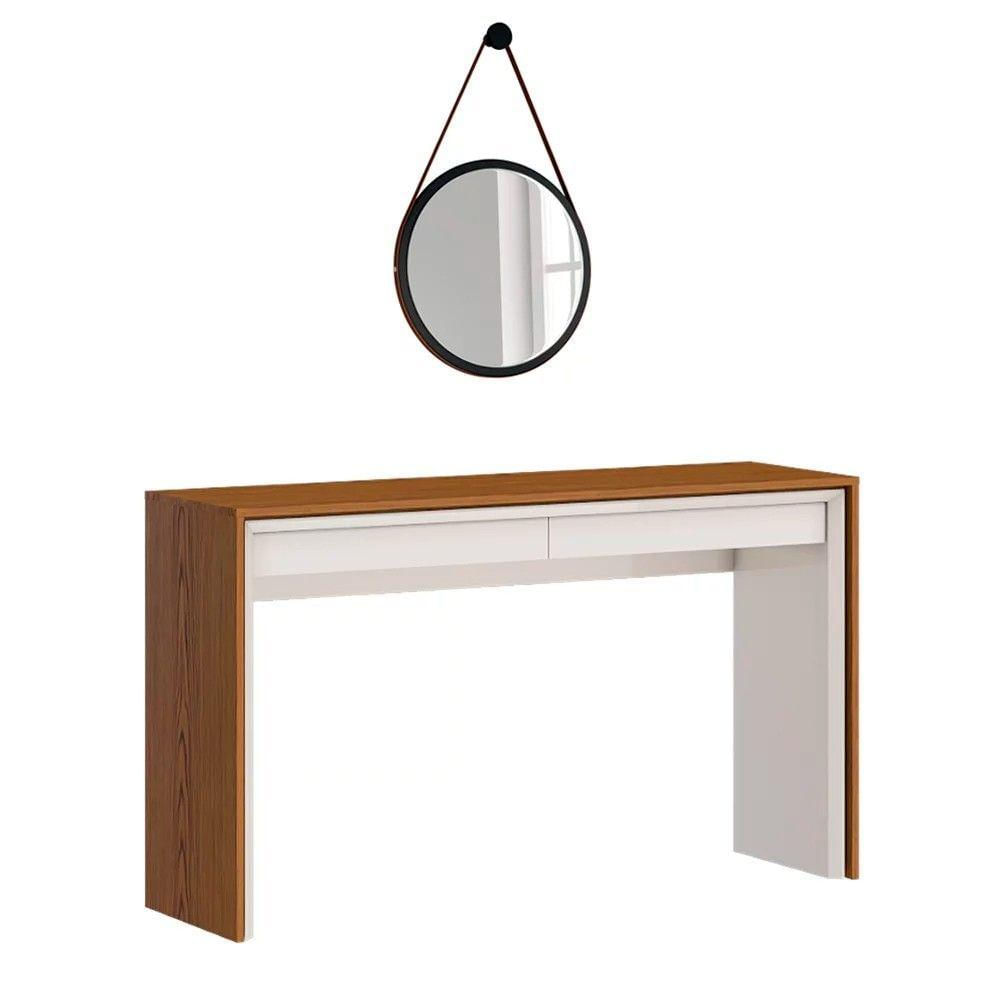 Encontraproduto.com.br - Aparador Ophelia Com Espelho Adnet HI01 Off White/Freijó - Mpozenato