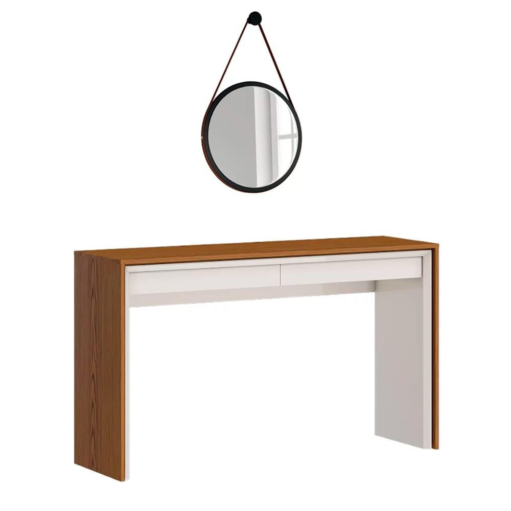 Encontraproduto.com.br - Aparador Ophelia Com Espelho Adnet HI01 Off White/Freijó - Mpozenato