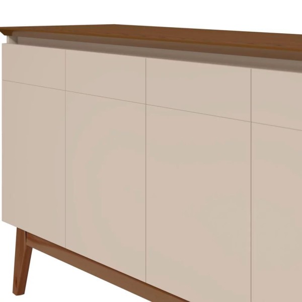 Encontraproduto.com.br - Balcão Buffet Classic Com Espelho Adnet 67cm HI01 Off White/Freijó - Mpozenato