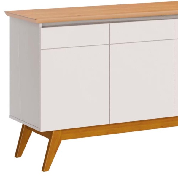 Encontraproduto.com.br - Balcão Buffet 3 Portas Classic Com Espelho Adnet 67cm HI01 Off White/Nature - Mpozenato