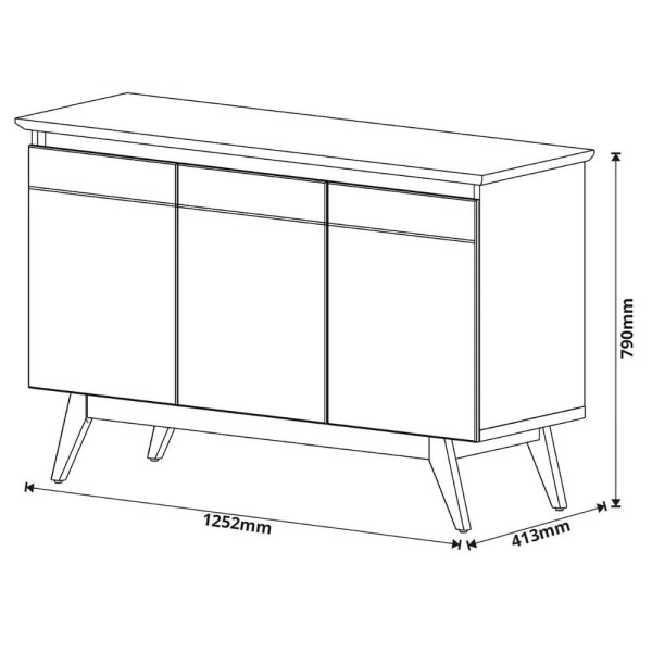 Encontraproduto.com.br - Balcão Buffet 3 Portas Classic Com Espelho Adnet 67cm HI01 Off White/Nature - Mpozenato