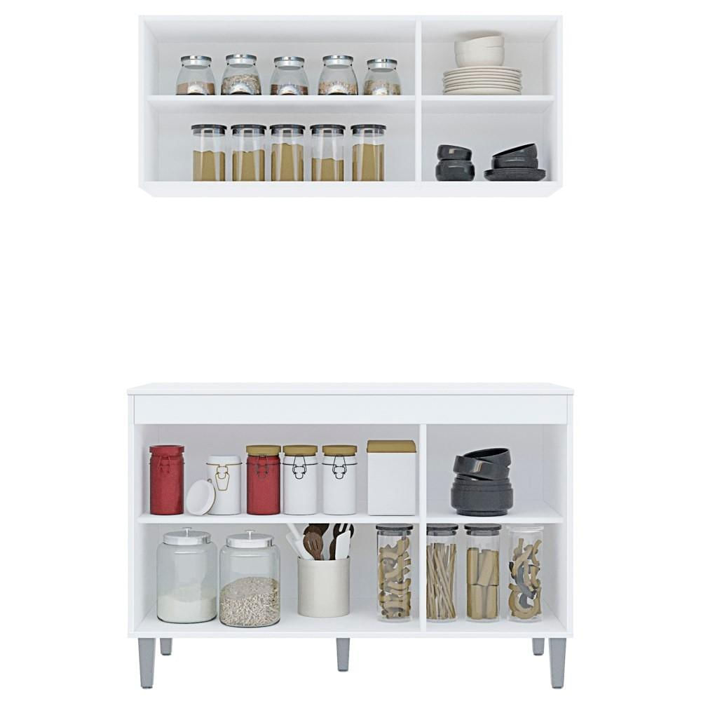 Encontraproduto.com.br - Armário e Balcão Gabinete Para Pia 120cm com Tampo 3 Portas Manu Branco - AJL Móveis