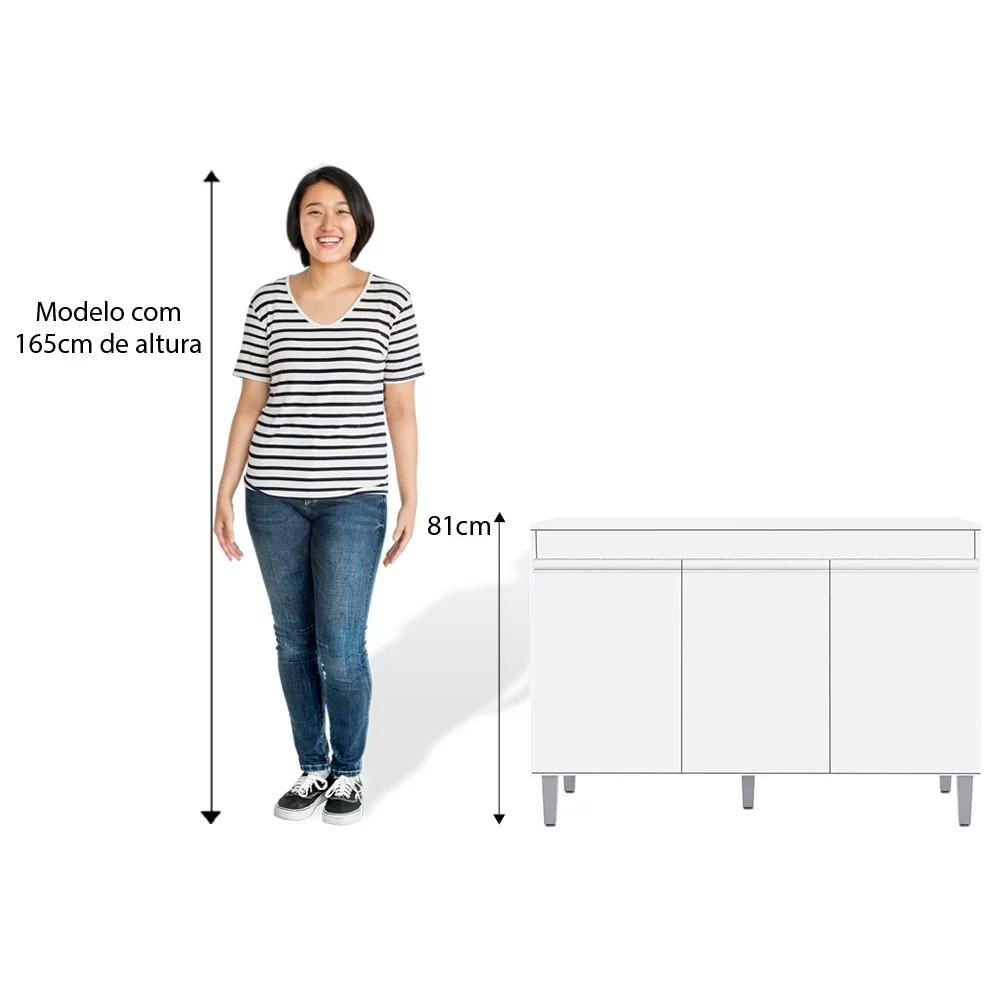 Encontraproduto.com.br - Armário e Balcão Gabinete Para Pia 120cm com Tampo 3 Portas Manu Branco - AJL Móveis