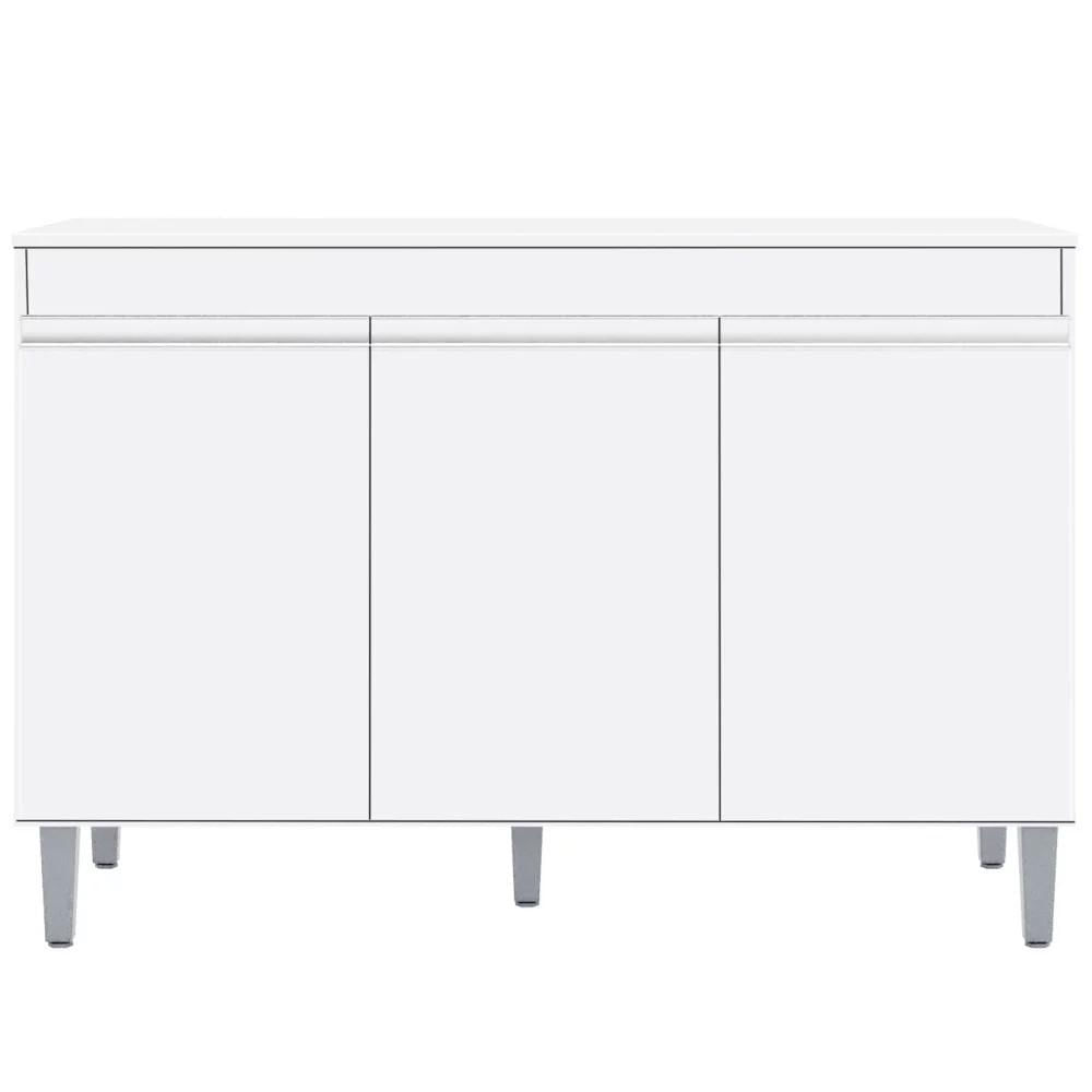 Encontraproduto.com.br - Armário e Balcão Gabinete Para Pia 120cm com Tampo 3 Portas Manu Branco - AJL Móveis