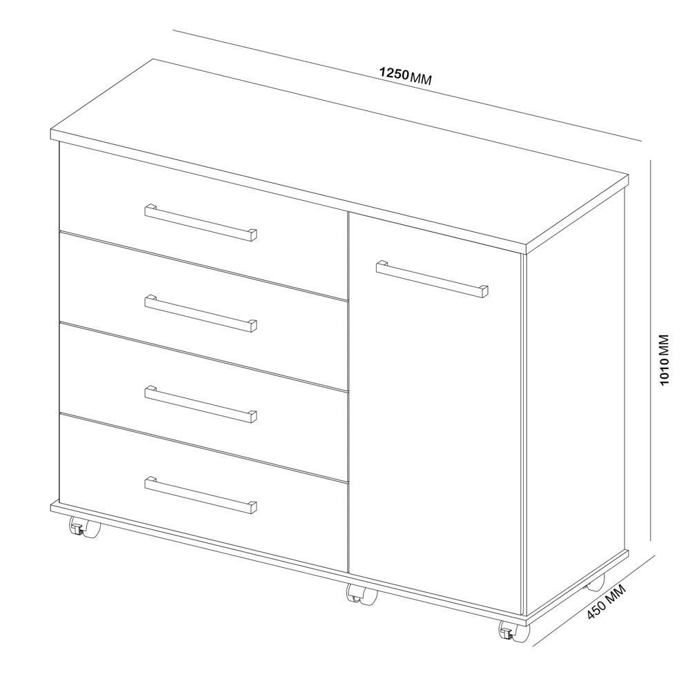 Encontraproduto.com.br - Cômoda Para Quarto 1 Porta 4 Gavetas Flora D02 Branco - Mpozenato