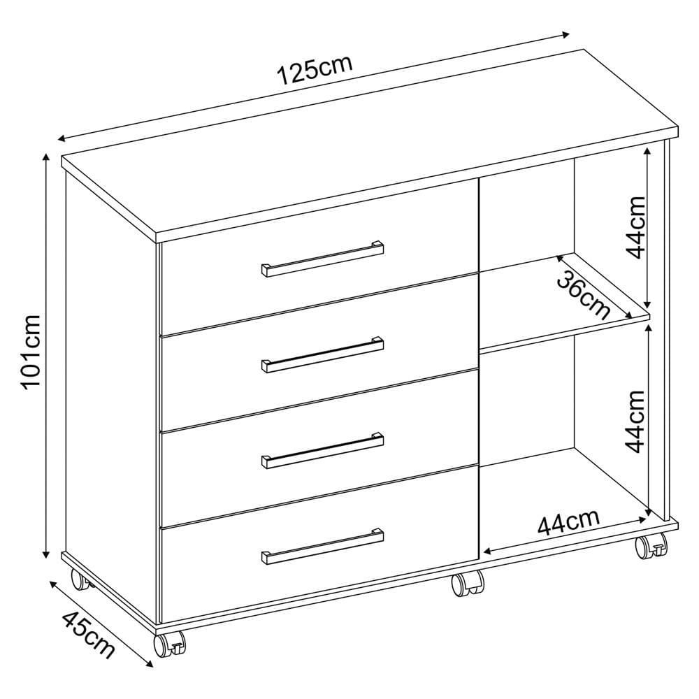 Encontraproduto.com.br - Cômoda Para Quarto 1 Porta 4 Gavetas Flora D02 Branco - Mpozenato