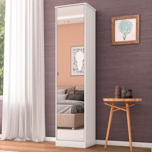 Encontraproduto.com.br - Armário Multiuso 1 Porta 4 Prateleiras Reflex Ii D02 Branco - Mpozenato