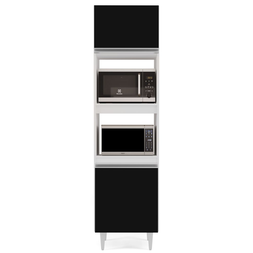 Encontraproduto.com.br - Paneleiro Torre Quente 2 Portas Colorado Branco/Preto - Lumil Móveis