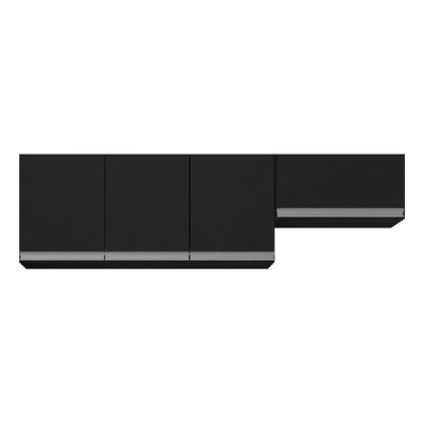 Encontraproduto.com.br - Conjunto De Armários Aéreo Lux 120cm E 60cm 100% Mdf Preto