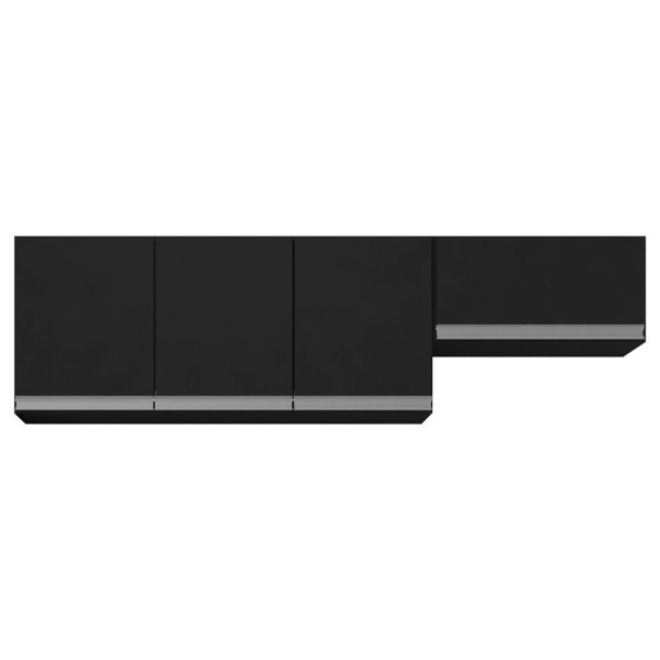 Encontraproduto.com.br - Conjunto De Armários Aéreo Lux 120cm E 60cm 100% Mdf Preto