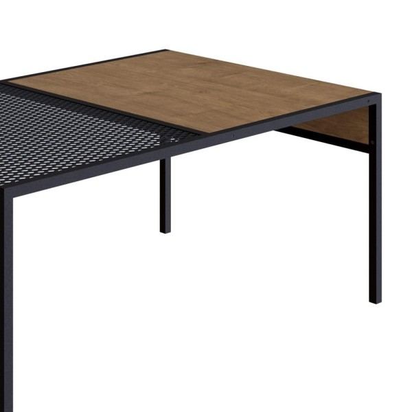 Encontraproduto.com.br - Mesa Lateral Quadrada 40x40cm Est Aço York Hanover Artesano Cor Marrom
