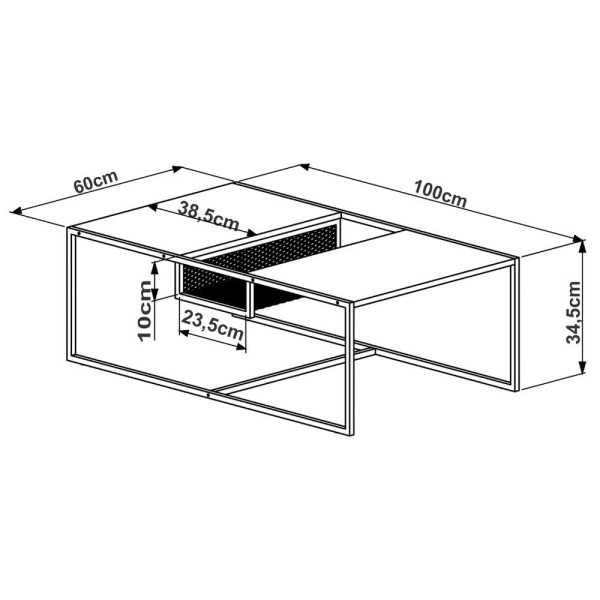 Encontraproduto.com.br - Mesa De Centro Com Nicho Pés Metálicos York Hanover/preto - Cor Marrom amarelado