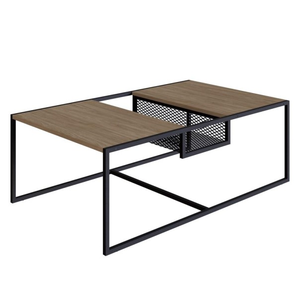 Encontraproduto.com.br - Mesa De Centro Com Nicho Pés Metálicos York Hanover/preto - Cor Marrom amarelado