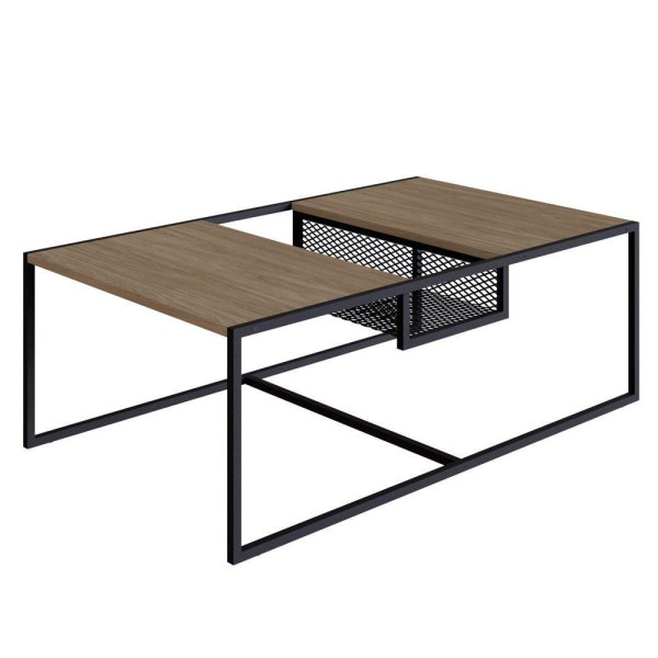 Encontraproduto.com.br - Mesa De Centro Com Nicho Pés Metálicos York Hanover/preto - Cor Marrom amarelado