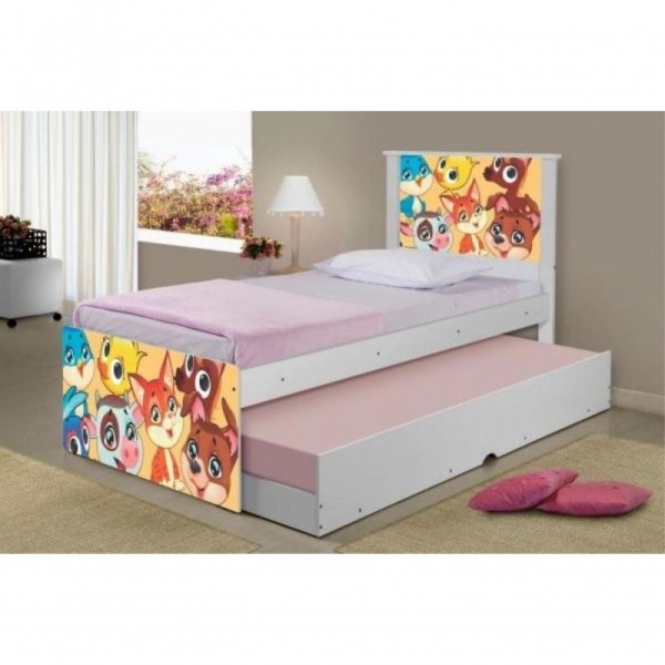 Encontraproduto.com.br - Cama Bicama Juvenil Adesivada Animais
