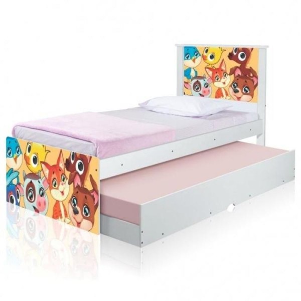 Encontraproduto.com.br - Cama Bicama Juvenil Adesivada Animais
