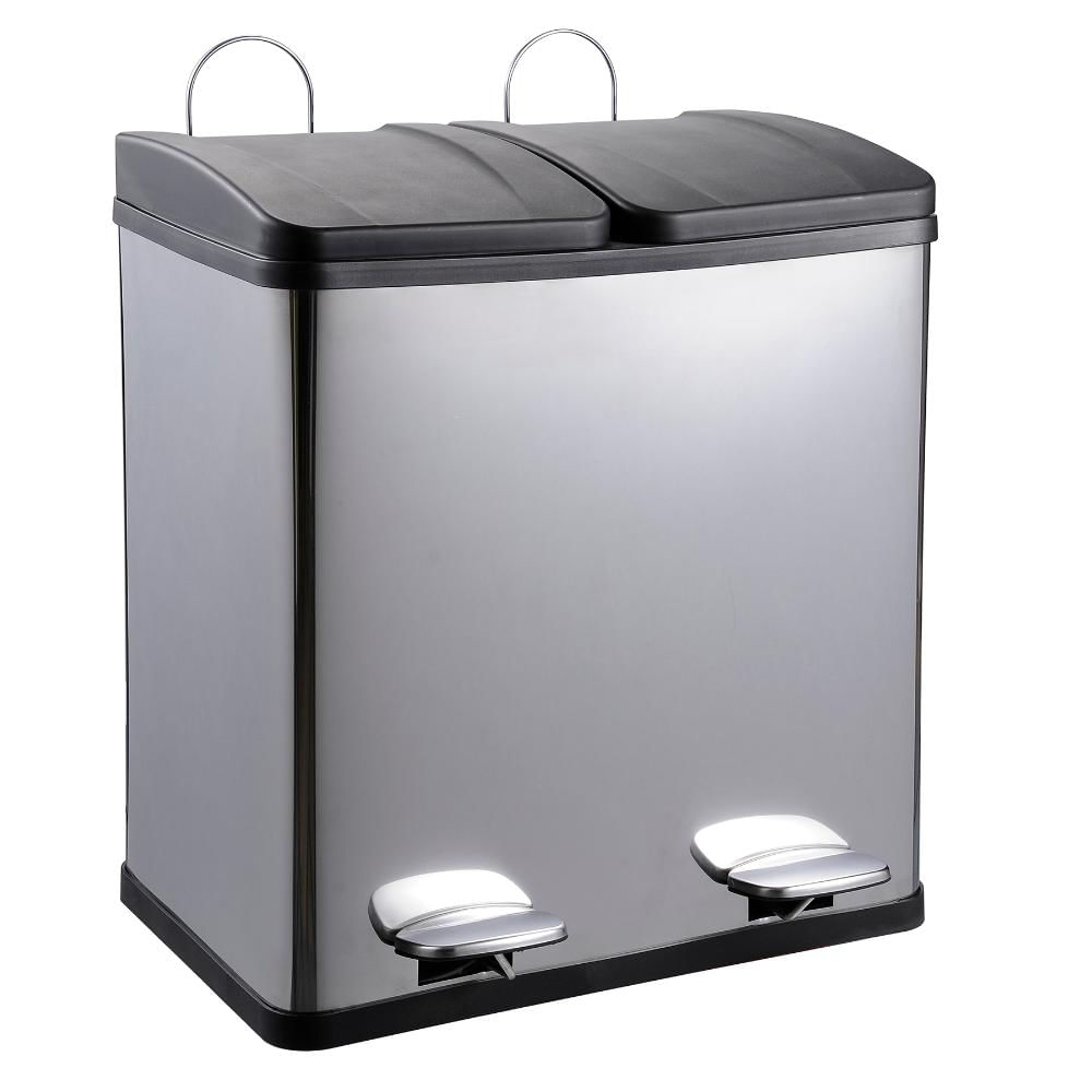 Lixeira Seletiva Dupla Inox Office Healer Full 2 divisórias de 30L