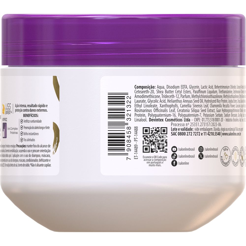 Encontraproduto.com.br - Máscara Ultra-Hidratante Salon Line Meu Liso Antifrizz 300g