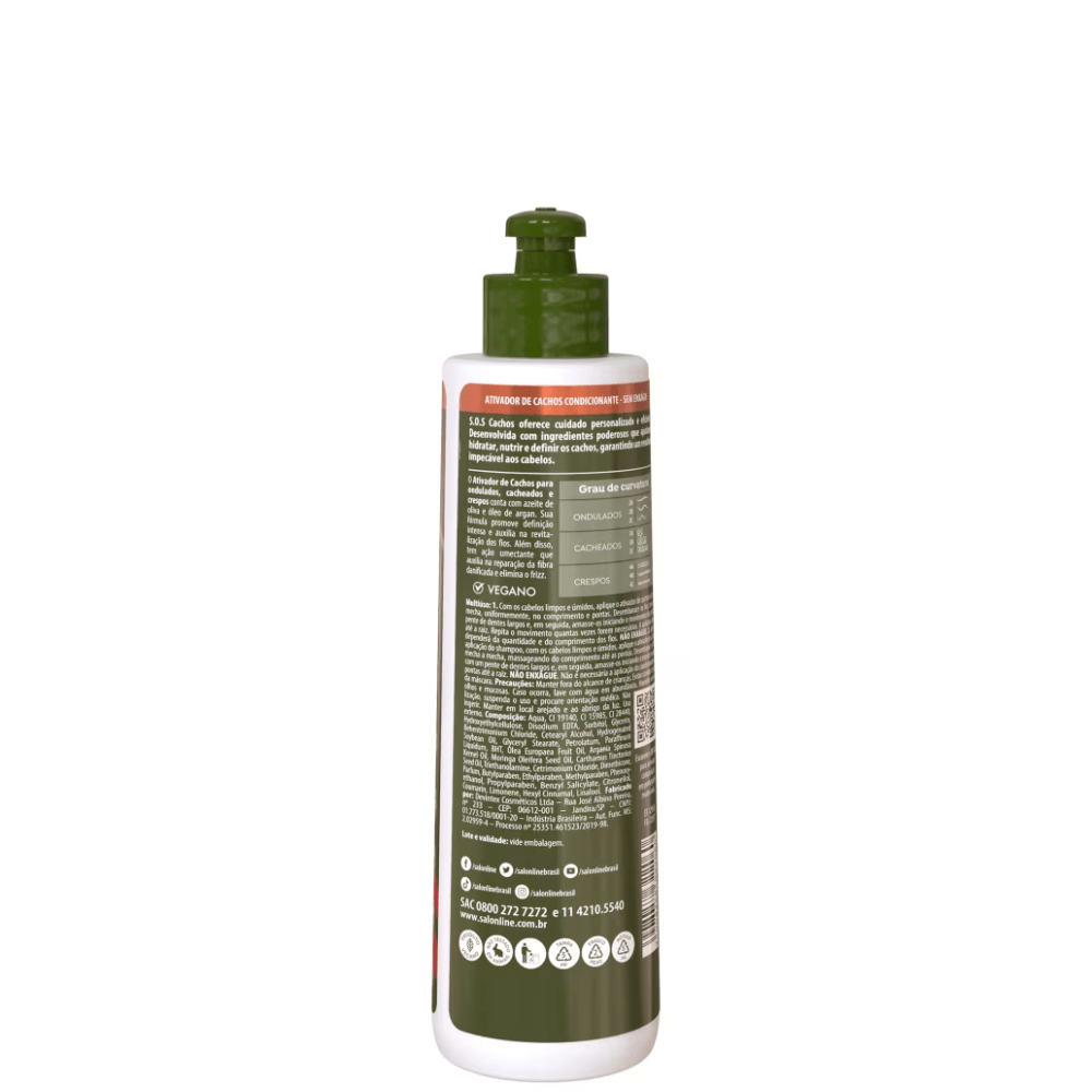 ATIVADOR DE CACHOS SOS SALON LINE AZEITE DE OLIVA 300ML