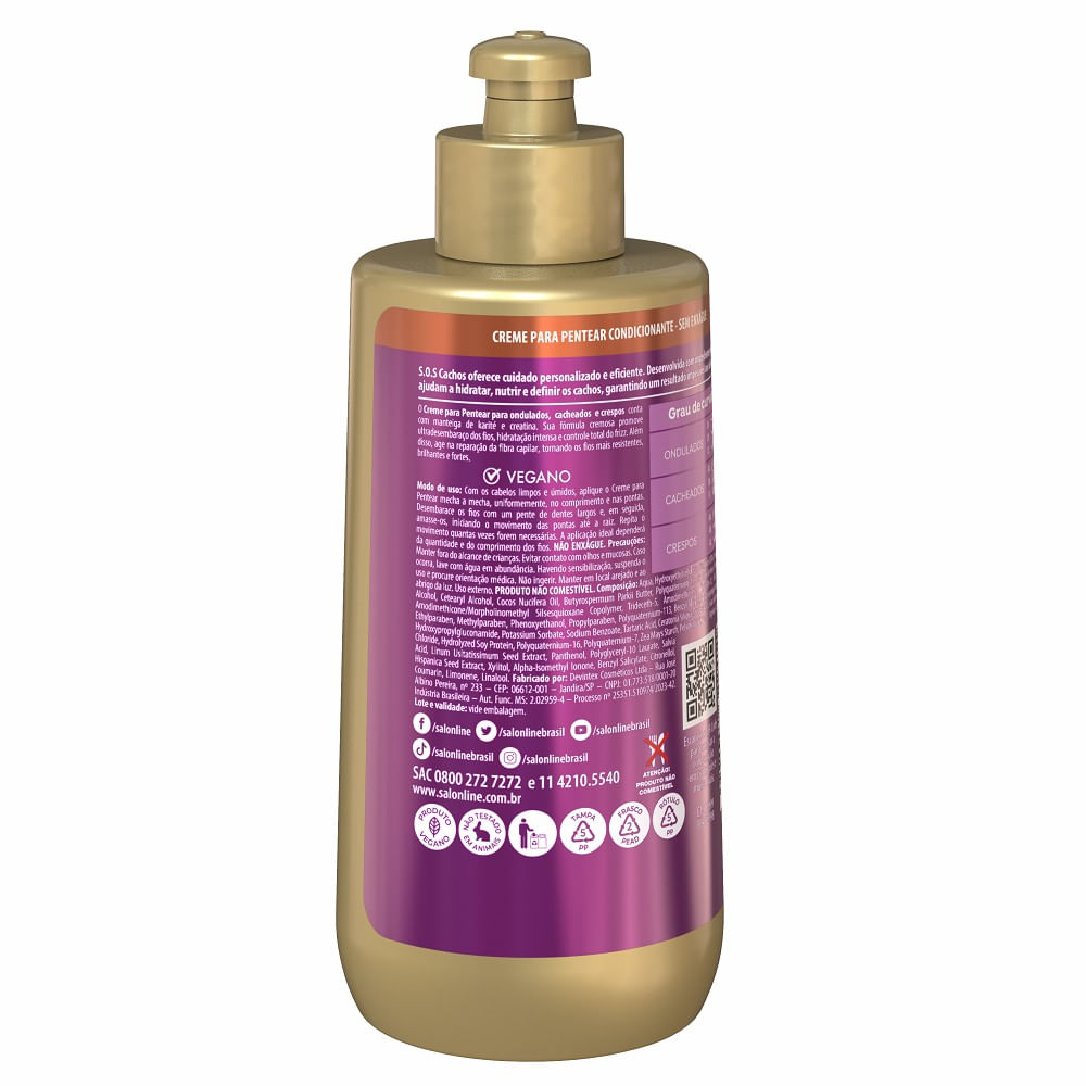 Encontraproduto.com.br - Manteiga de Karité Creme de Pentear Sos Cachos Salon line 300 ML