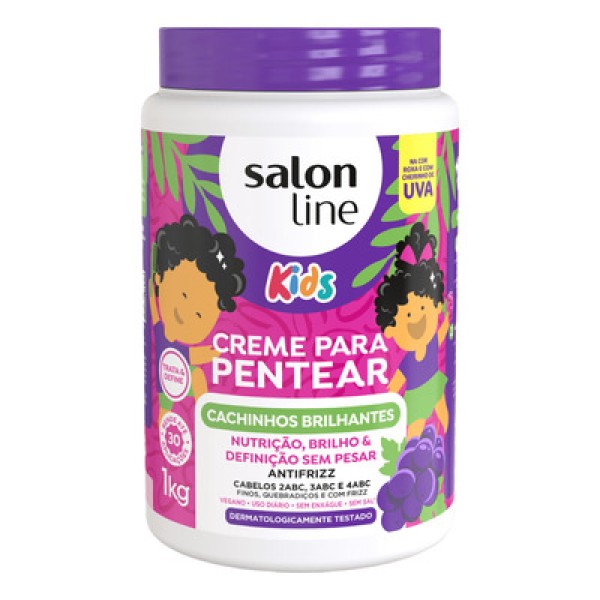 Creme Para Pentear Salon Line Kids Uva Cachinhos Brilhantes 1kg