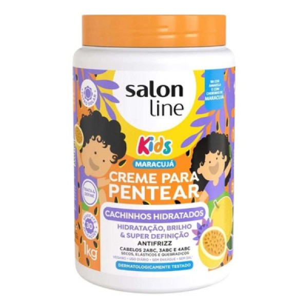 Creme Para Pentear Salon Line Kids Maracujá Cachinhos Hidratados 1kg