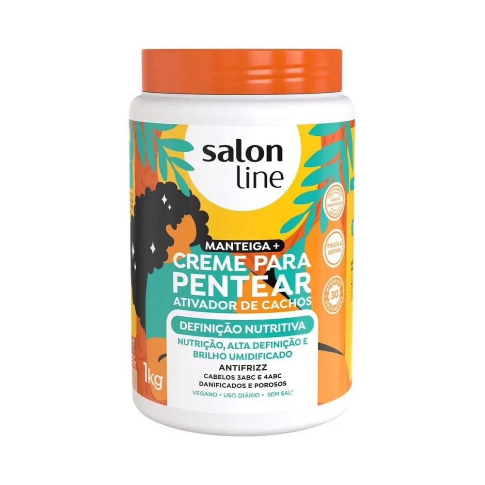 Encontraproduto.com.br - Creme para Pentear Ativador de Cachos + Manteiga Salon Line Definição Nutritiva 1kg