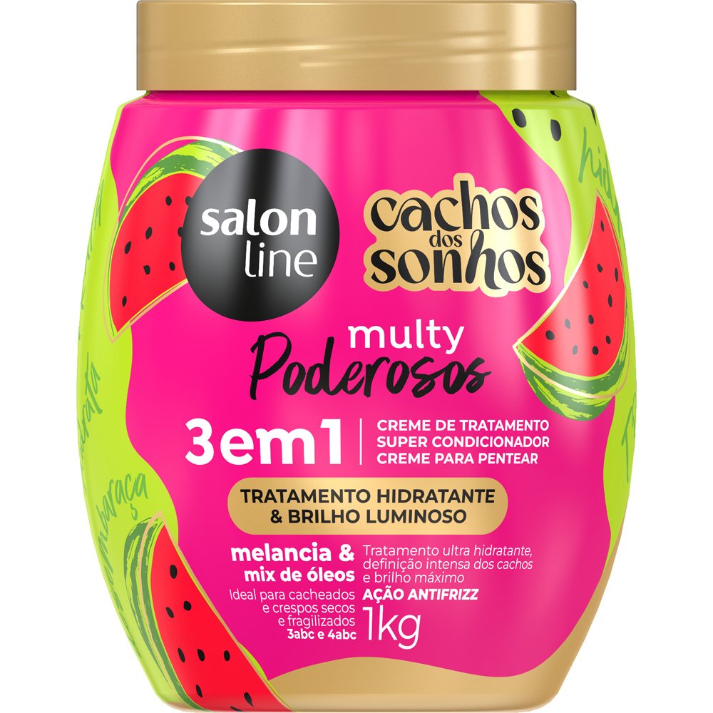 Encontraproduto.com.br - Creme 3em1 Salon Line Cachos dos Sonhos Multy Poderosos Melancia 1kg