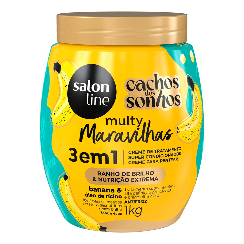 Encontraproduto.com.br - Creme 3em1 Salon Line Cachos dos Sonhos Multy Maravilhas Banana 1kg