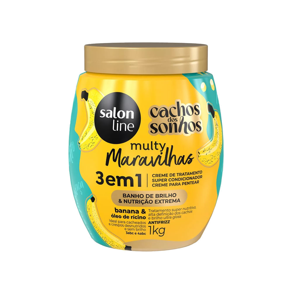 Encontraproduto.com.br - Creme 3em1 Salon Line Cachos dos Sonhos Multy Maravilhas Banana 1kg
