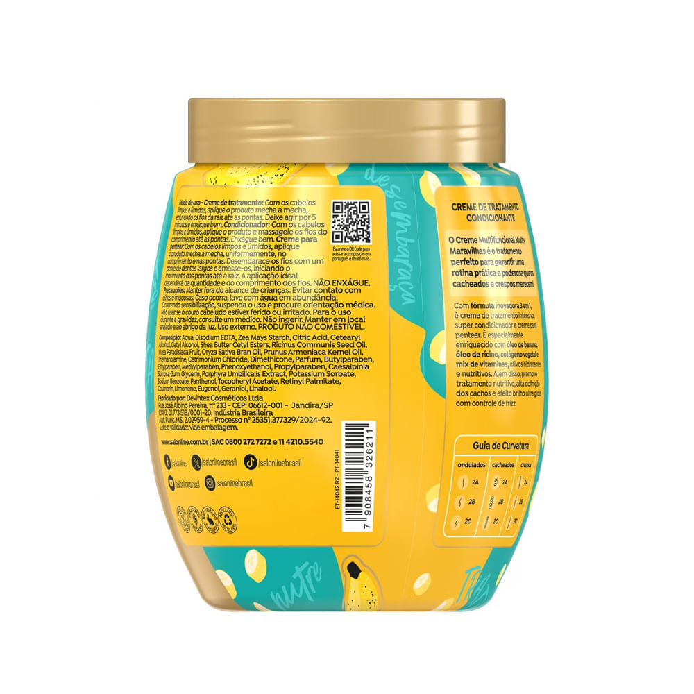 Encontraproduto.com.br - Creme 3em1 Salon Line Cachos dos Sonhos Multy Maravilhas Banana 1kg