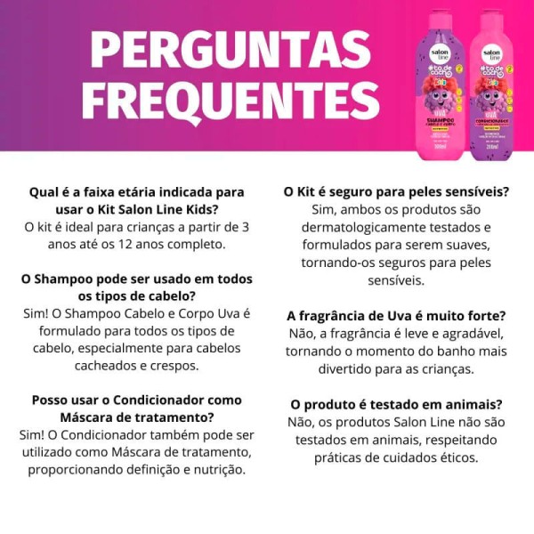 Encontraproduto.com.br - Kit #TDC Kids Salon Line Uva (Shampoo+Condicionador)