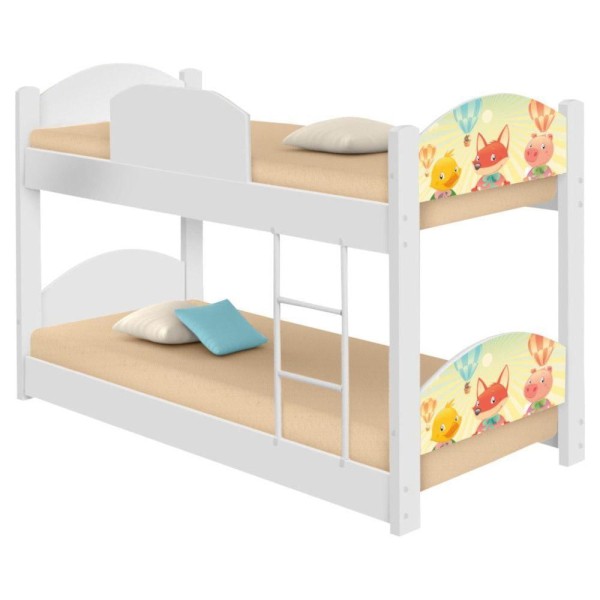 Encontraproduto.com.br - Beliche Mini Cama Fazendinha Animais Com 2 Colchões