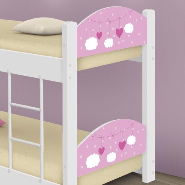 Encontraproduto.com.br - Beliche Mini Cama Nuvens Meninas Com Escorregador