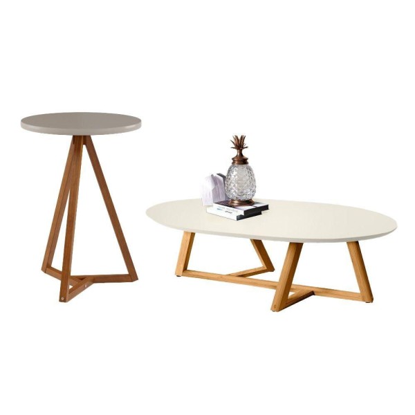 Encontraproduto.com.br - Jogo Mesa Lateral E De Centro Rogers Off White Amêndoa